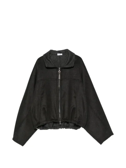 Brunello Cucinelli elasticated-hem zip-up bomber jacket