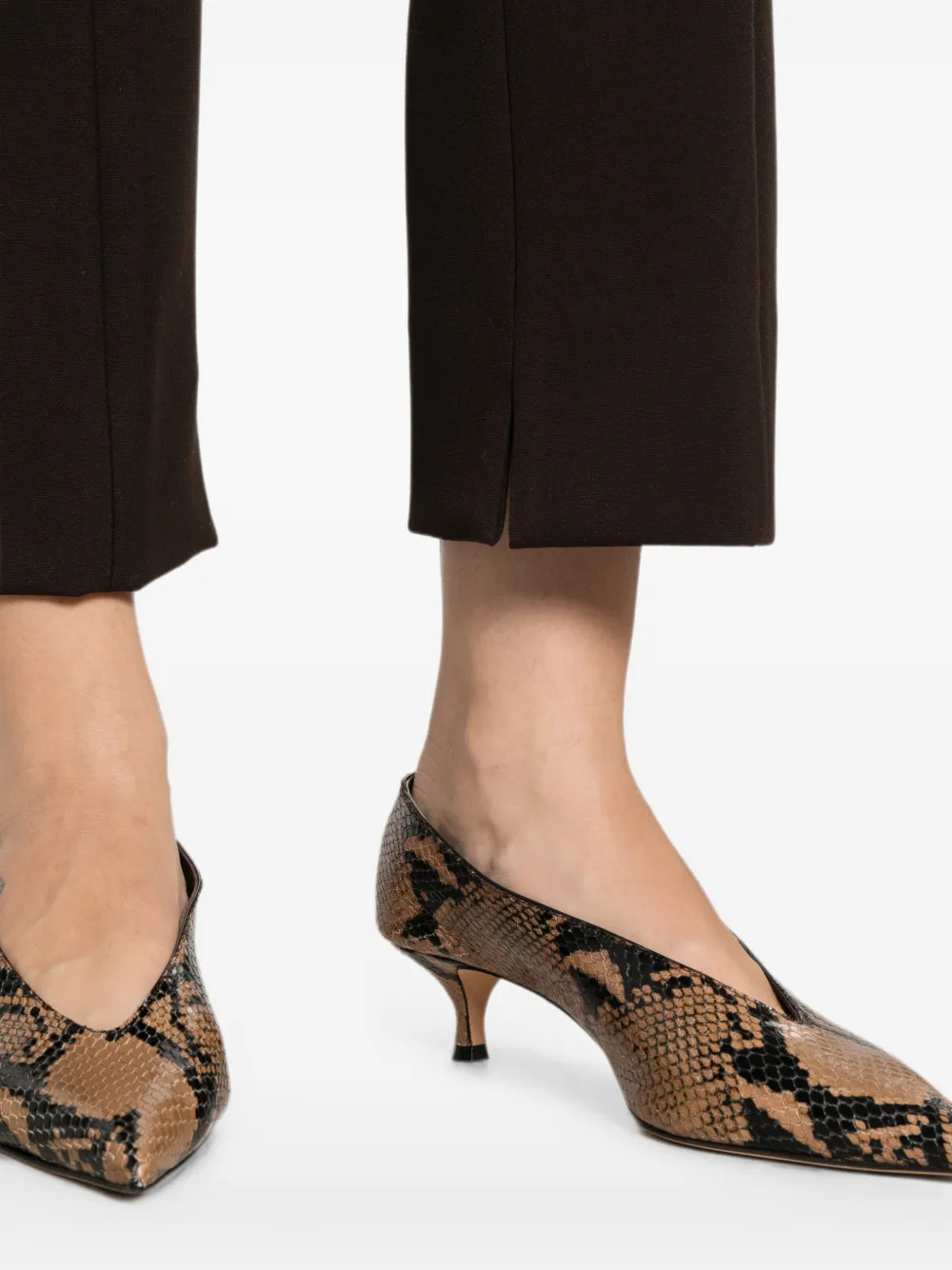 Peserico Broek met zijsplit en naaddetail Bruin
