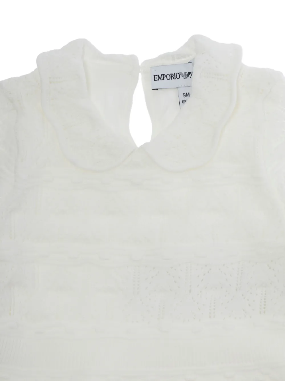 Emporio Armani Kids Pointelle gebreide jurk met Peter Pan-kraag Wit