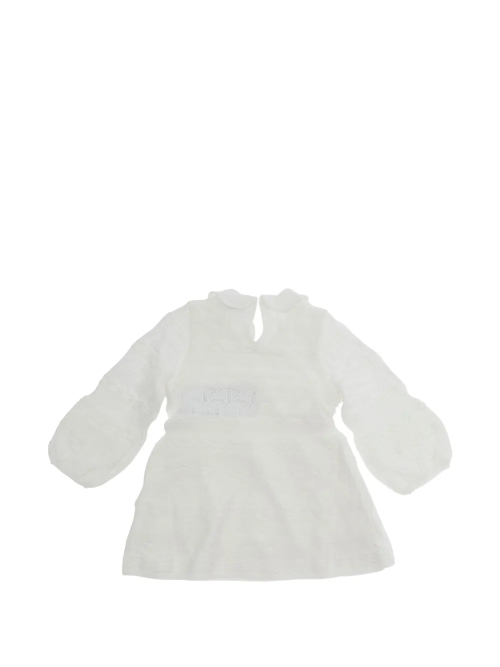 Emporio Armani Kids Pointelle gebreide jurk met Peter Pan-kraag Wit