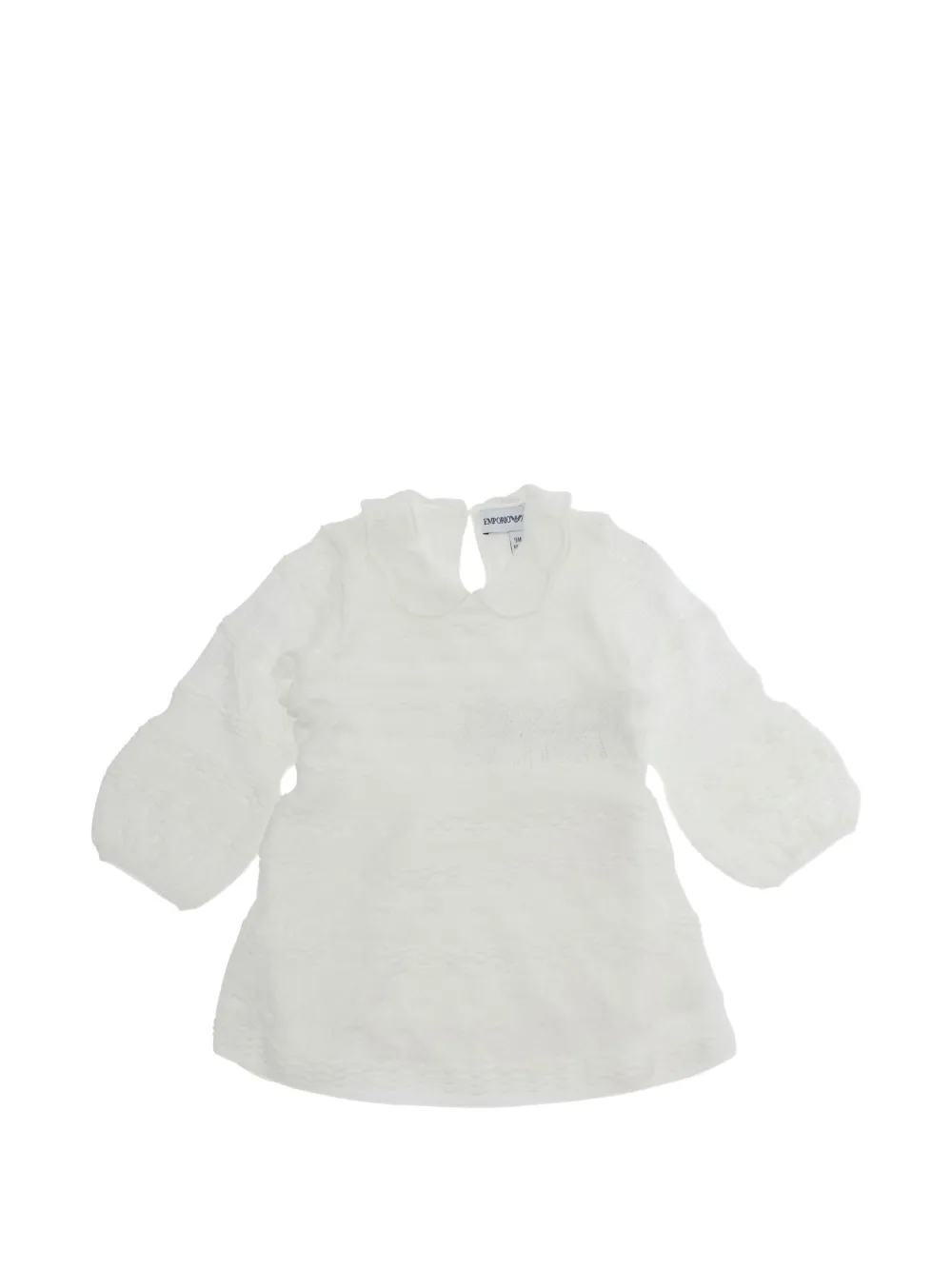 Emporio Armani Kids pointelle-knit Peter Pan collar dress - Bianco