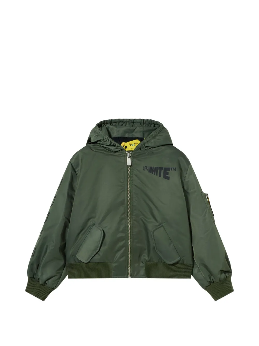 Off-White Kids Logo Diagonal hooded jacket - Verde