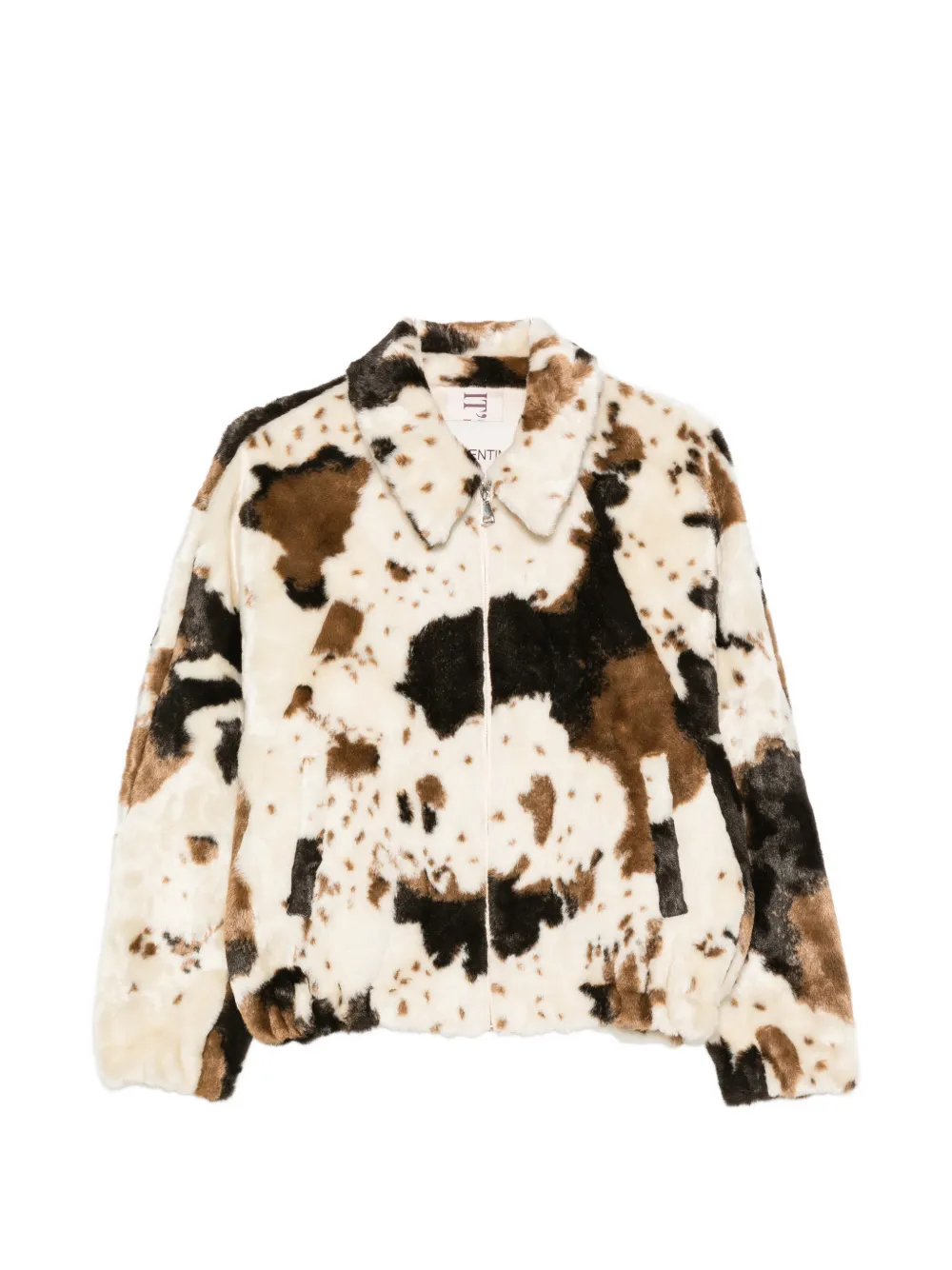 VALENTINI 1972 cow-print faux-fur jacket - Nude