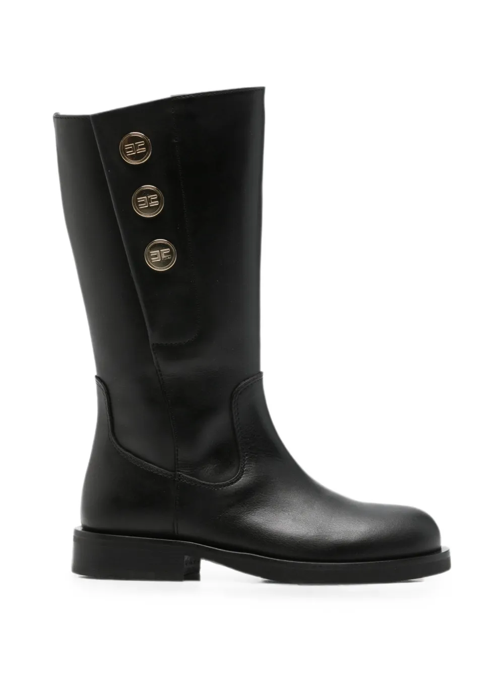 Elisabetta Franchi La Mia Bambina logo-plaque leather boots Zwart