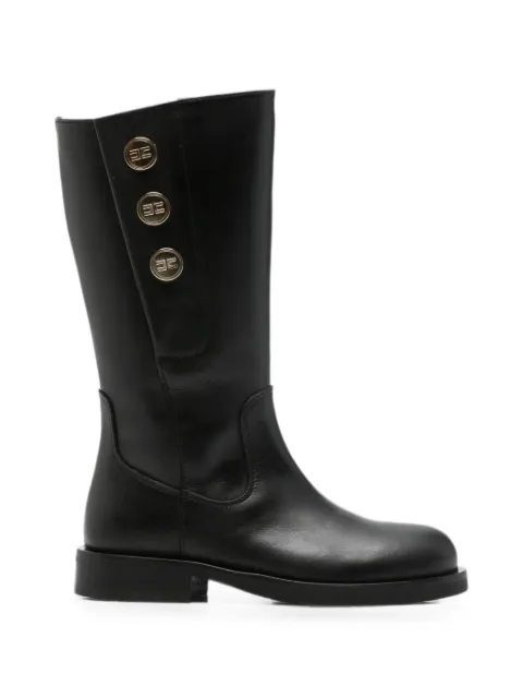 Elisabetta Franchi La Mia Bambina bottines en cuir à plaque logo