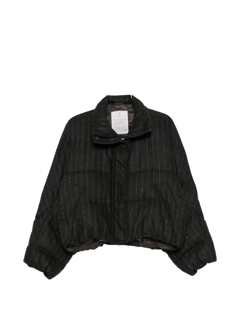 Brunello Cucinelli sequin-embellished striped puffer jacket - Grau