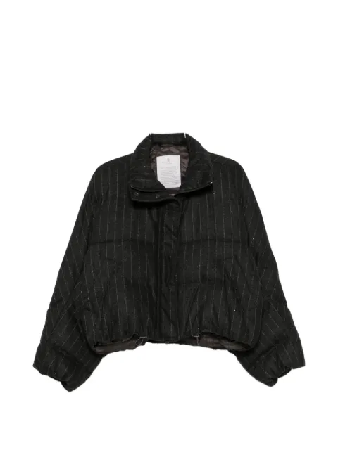 Brunello Cucinelli sequin-embellished striped puffer jacket
