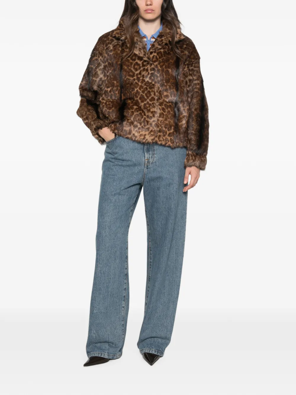 Salvatore Santoro Jack met lange mouwen en luipaardprint Bruin