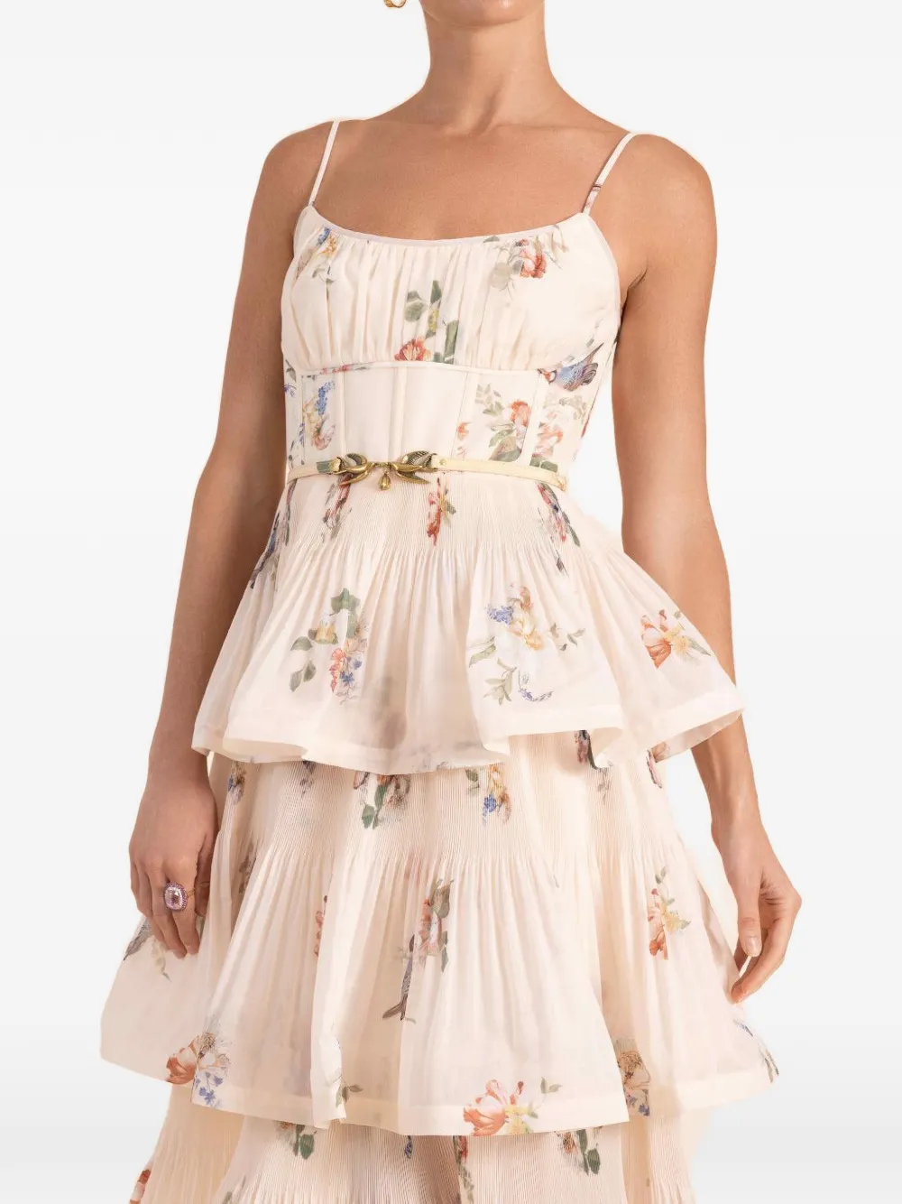 ZIMMERMANN Gelaagde midi-jurk Beige