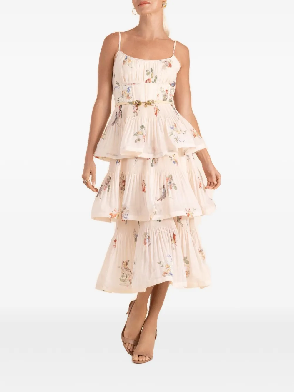 ZIMMERMANN Gelaagde midi-jurk Beige