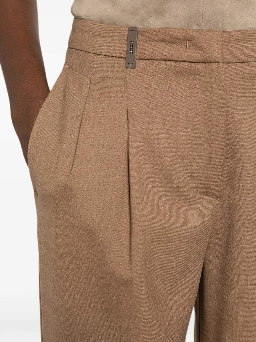 Peserico Straight plooibroek Bruin
