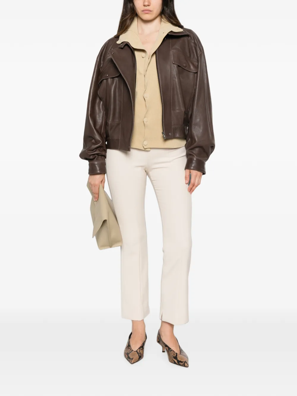 Peserico Broek met split en naaddetail Beige