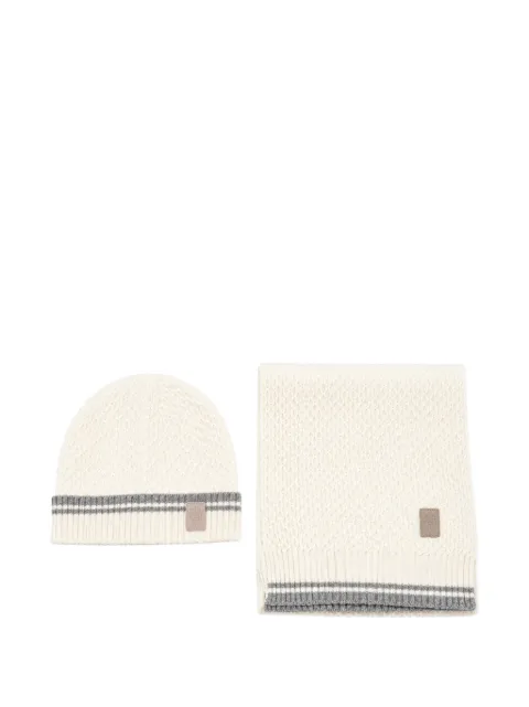 Eleventy Kids conjunto de gorro texturizado con ribete a rayas