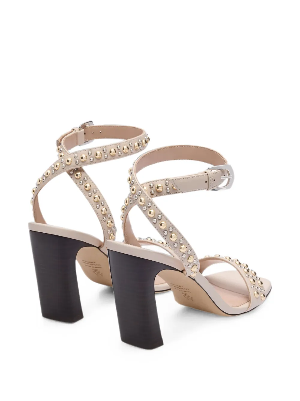 Stuart Weitzman Perry stud-embellished heeled sandals Beige
