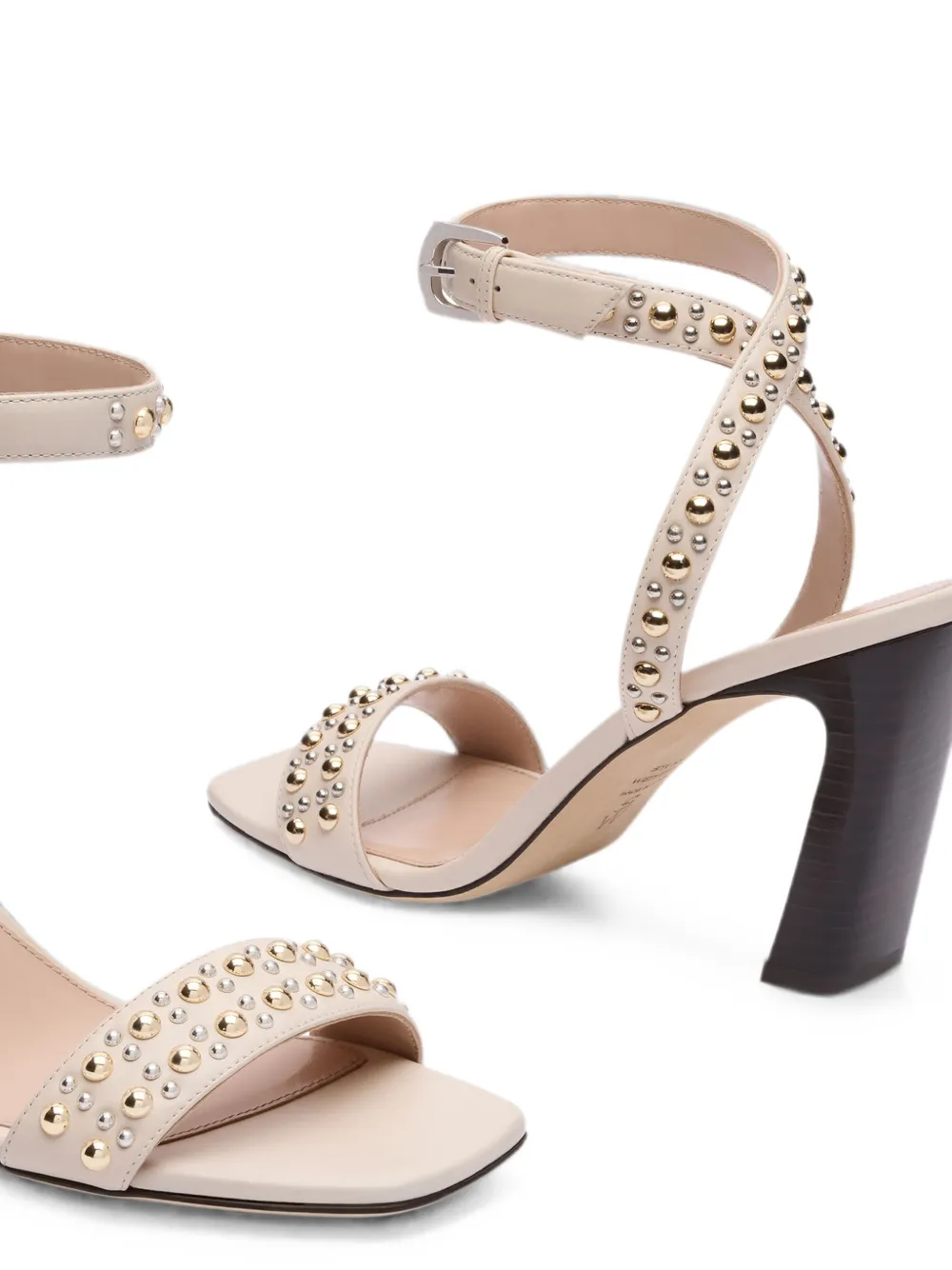 Stuart Weitzman Perry stud-embellished heeled sandals Beige