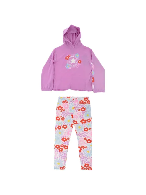 Converse Kids sæt med hættetrøje og leggings med blomstertryk