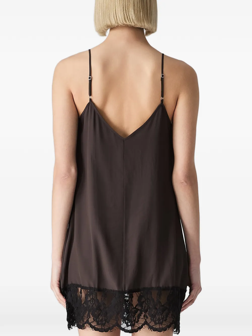 Vera Wang Mini-jurk met kanten afwerking Bruin