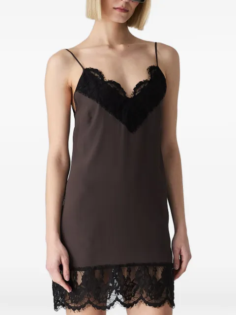 Vera Wang lace-trim slip mini dress