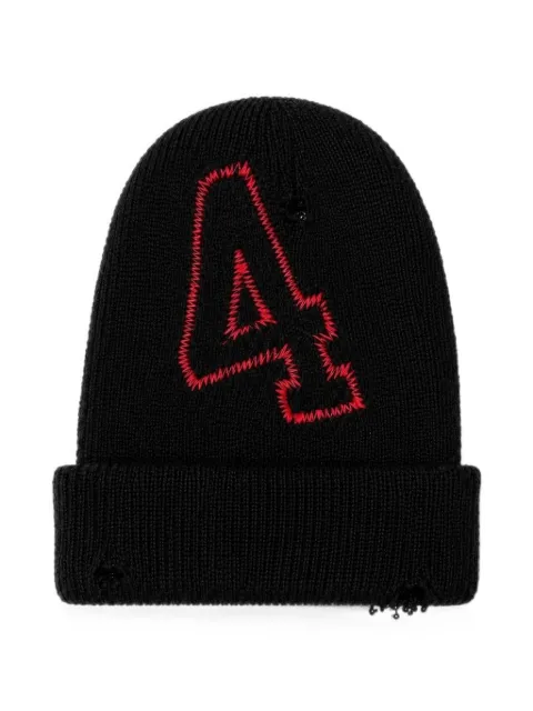 424 embroidered distressed beanie hat