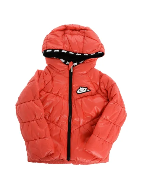 Nike Kids quilted logo-patch puffer jacket