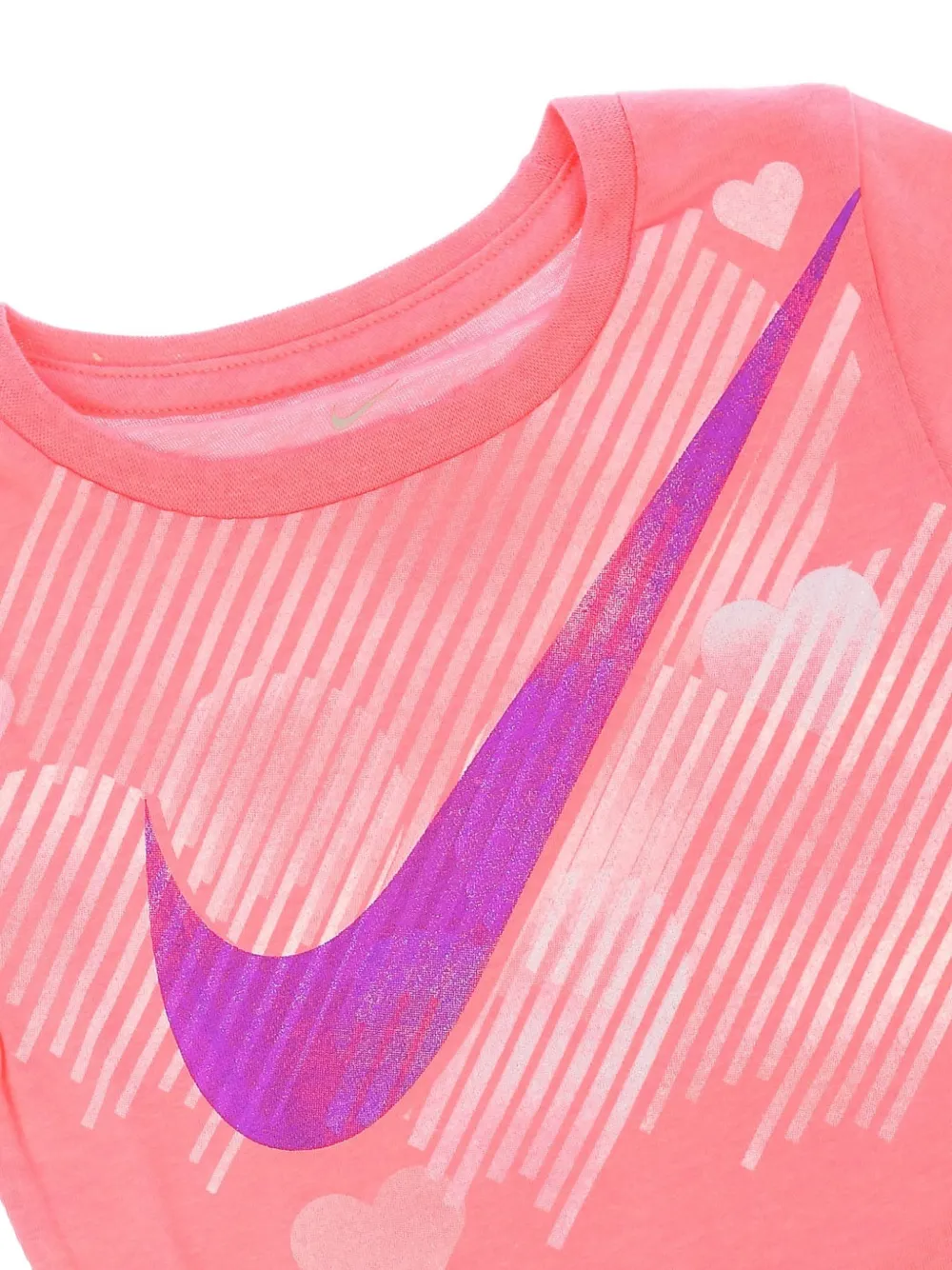 Nike Kids logo-print heart-motif T-shirt Roze