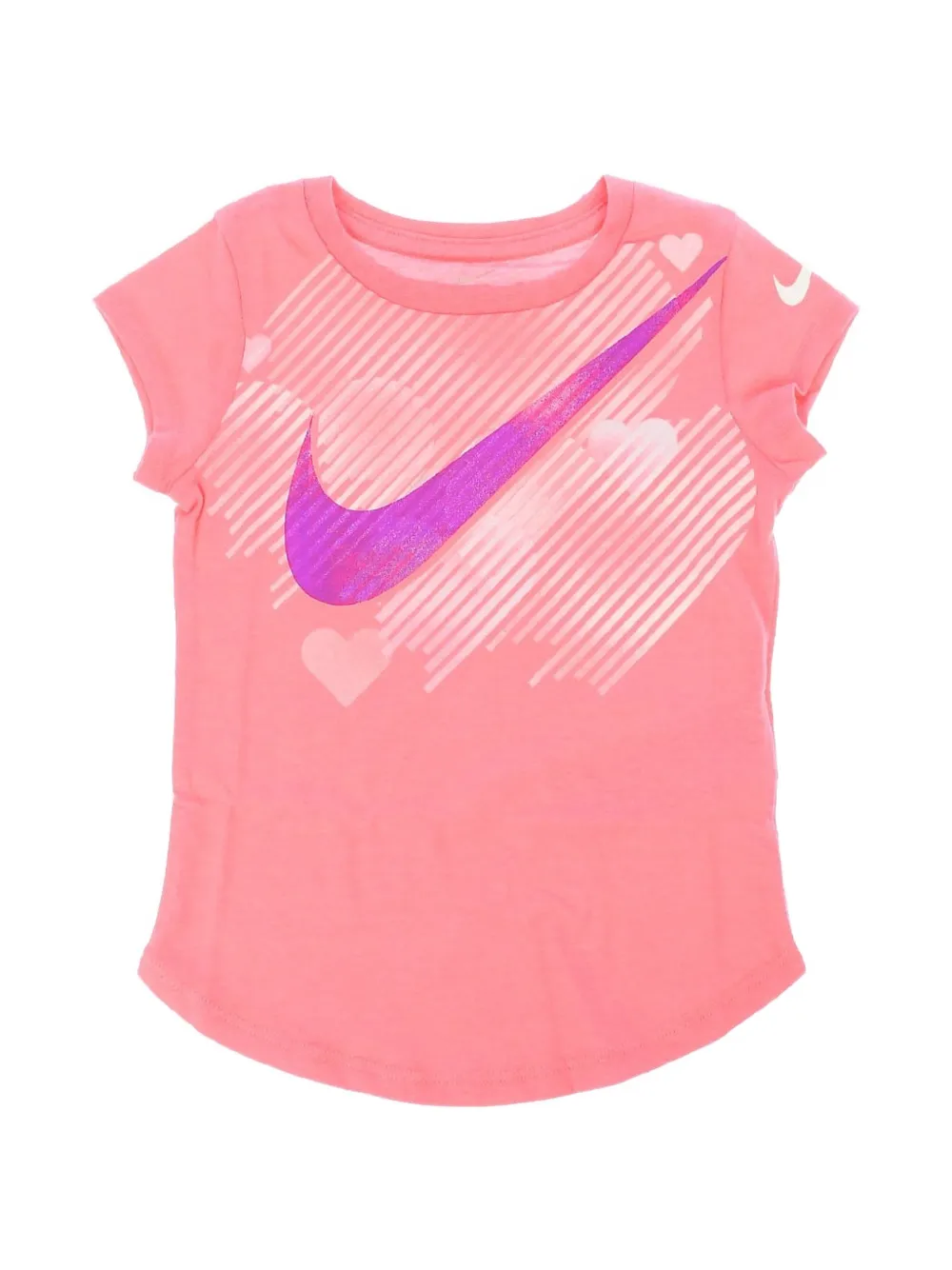 Nike Kids logo-print heart-motif T-shirt Roze