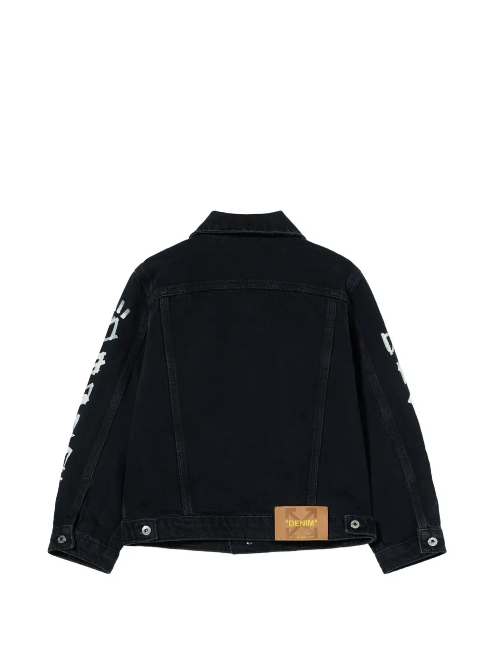 Off-White Kids Diagonal Marker denim jacket Zwart