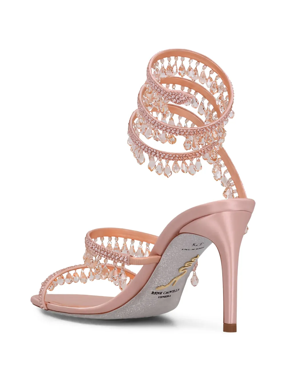 René Caovilla Cleo crystal-embellished sandals Roze