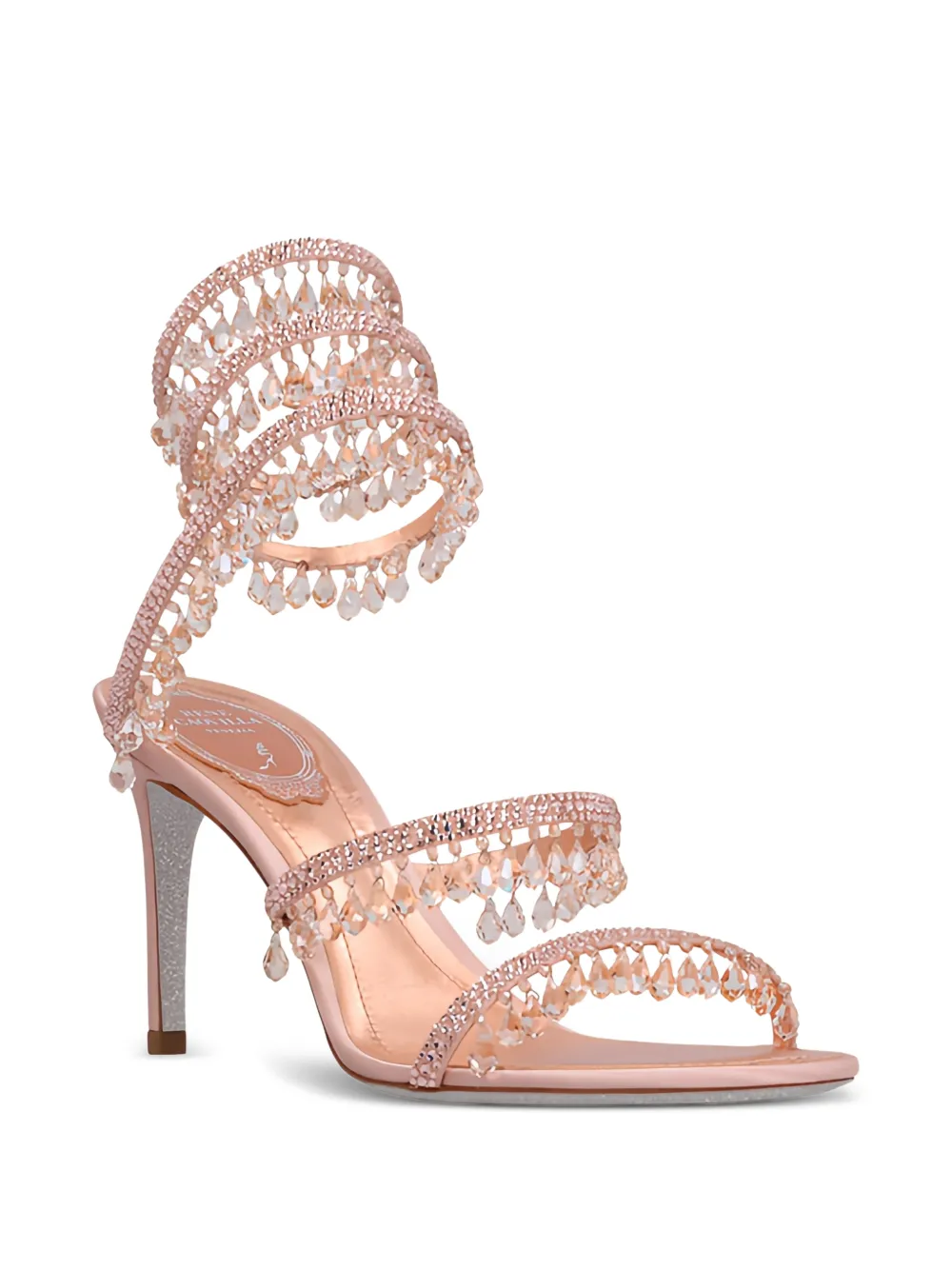 René Caovilla Cleo crystal-embellished sandals Roze