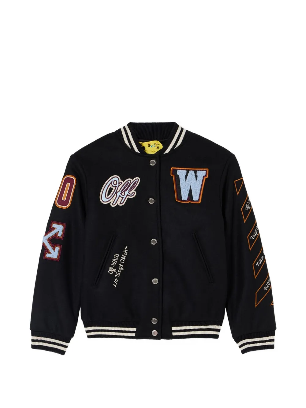 Off-White Kids patch-detail varsity jacket - Schwarz