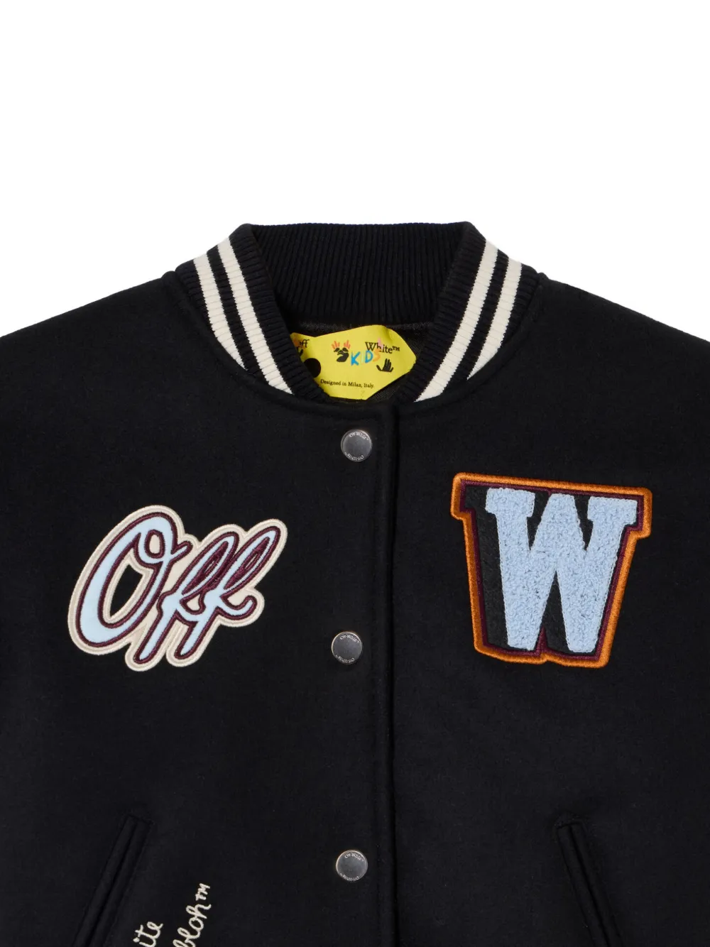Off-White Kids Universiteitsjack met patchdetail Zwart