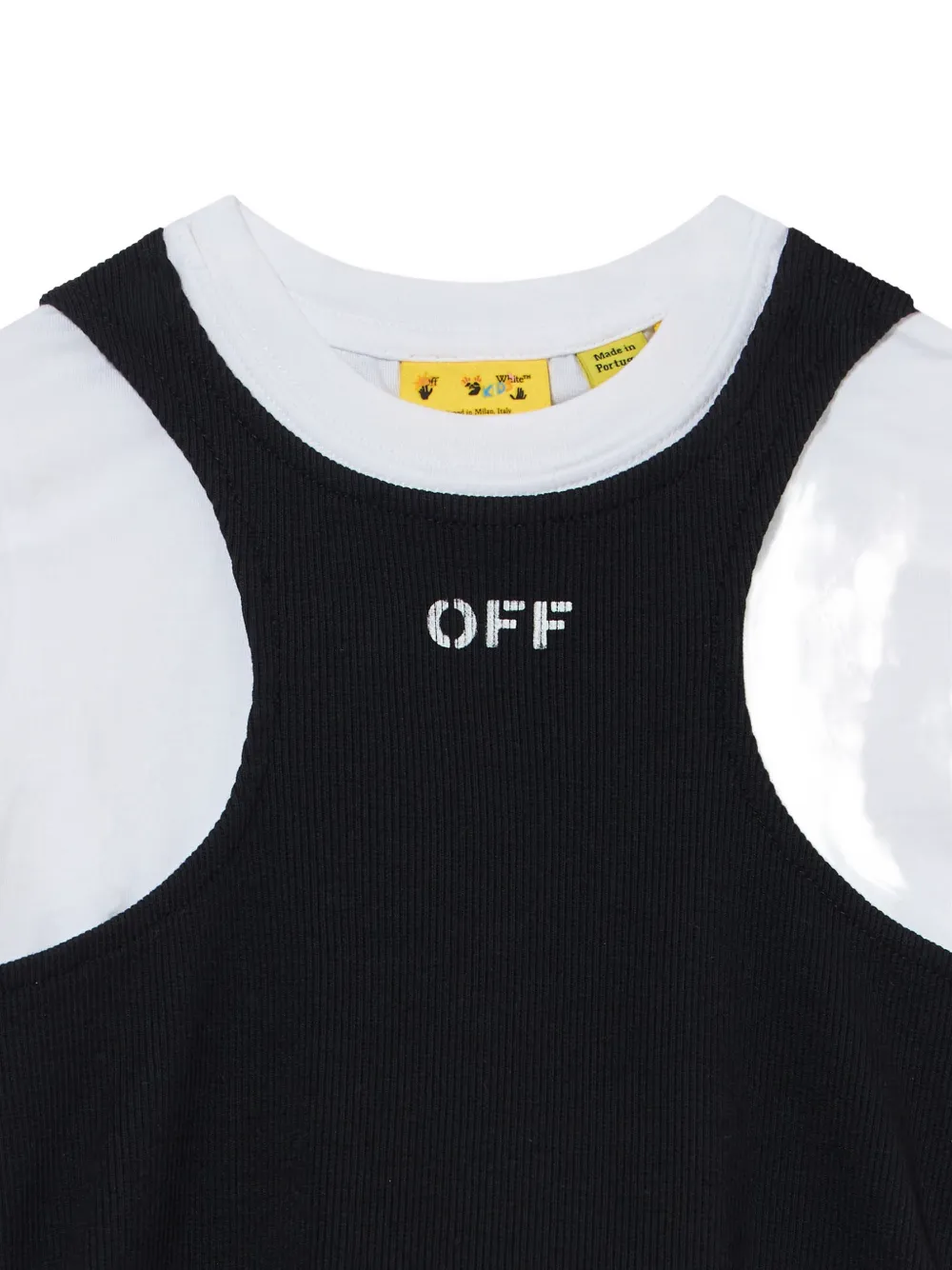 Off-White Kids Off Stamp double-layer T-shirt Zwart
