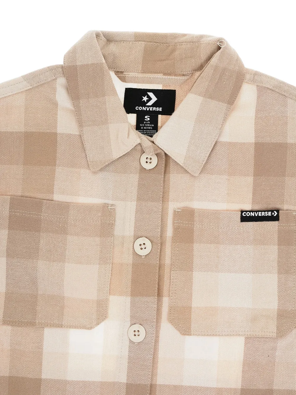 Converse Kids checked button-up shirt Beige