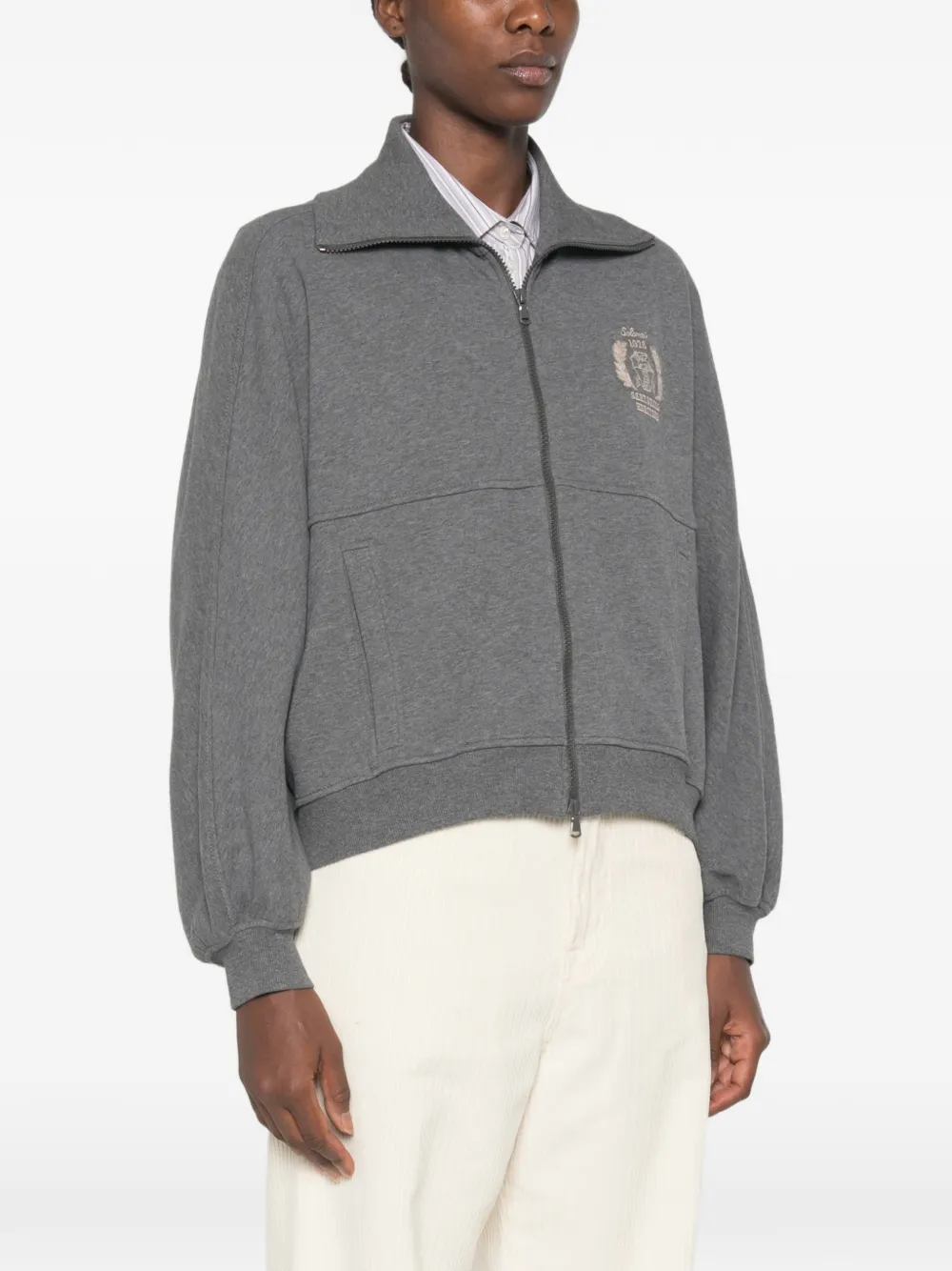 Brunello Cucinelli Hoodie met geborduurd logo Grijs