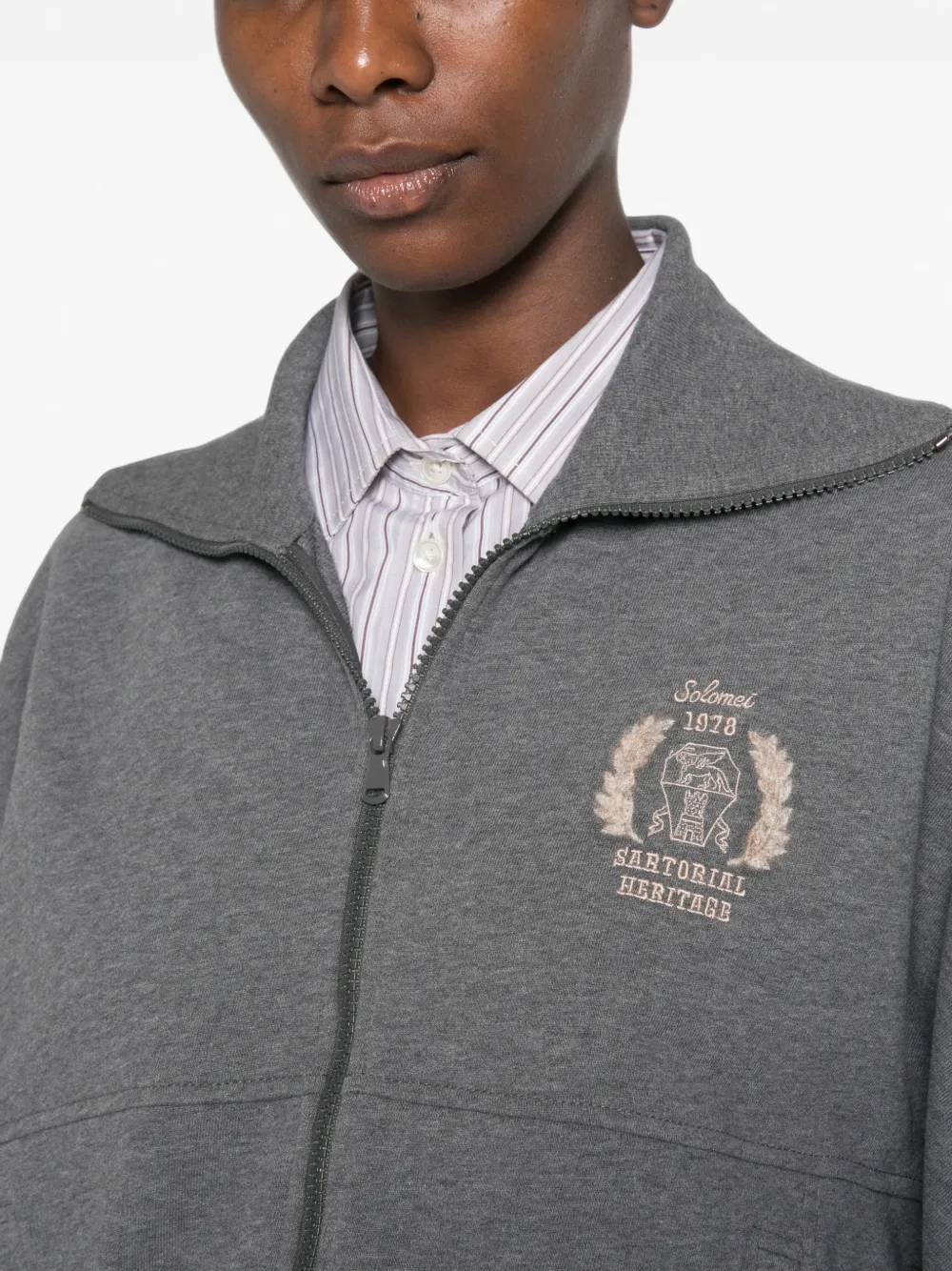 Brunello Cucinelli Hoodie met geborduurd logo Grijs