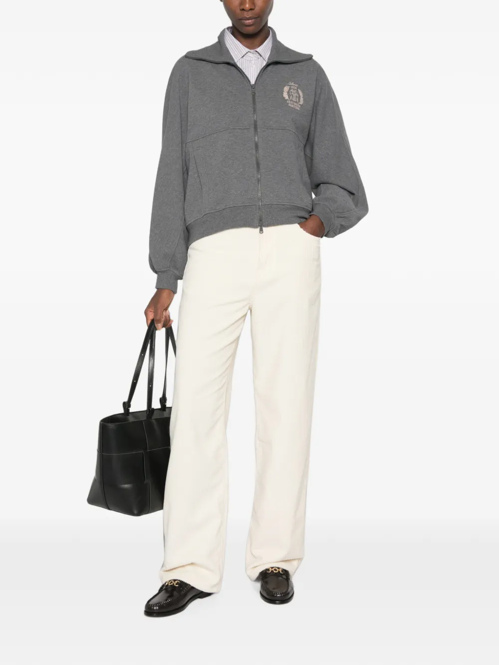 Brunello Cucinelli Hoodie met geborduurd logo Grijs