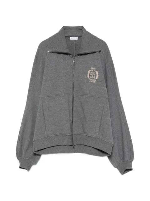 Brunello Cucinelli logo-embroidered zip-up hoodie
