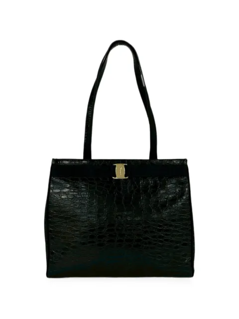 Ferragamo Pre-Owned 1990-2000 Croc Embossed Leather Vara tote bag