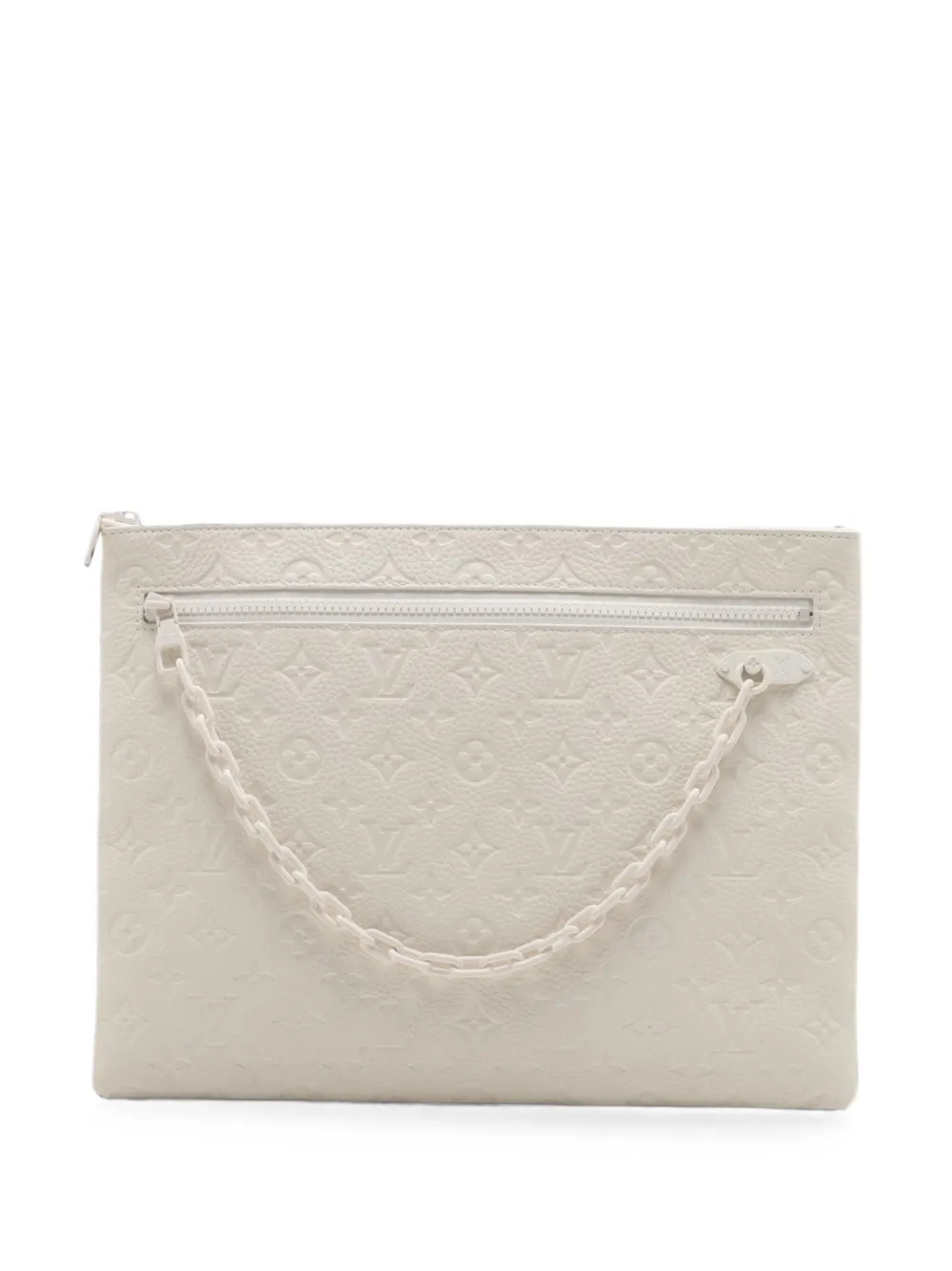 Pre-owned Louis Vuitton 2019 Taurillon Monogram Solar Ray A4 Clutch Bag In White