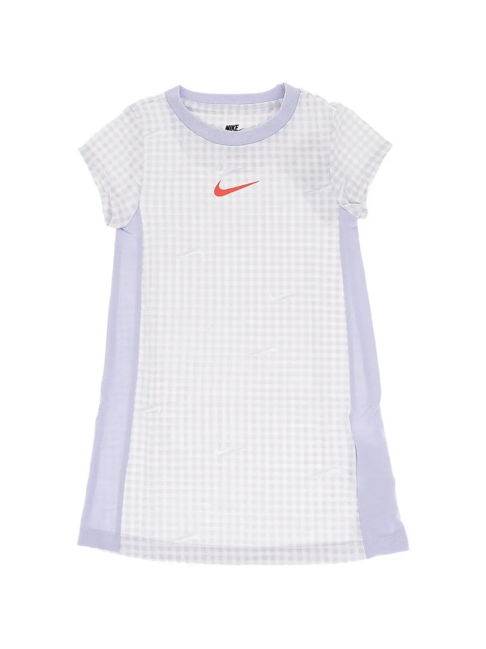 Nike Kids robe t-shirt à carreaux et logo imprimé - Violet