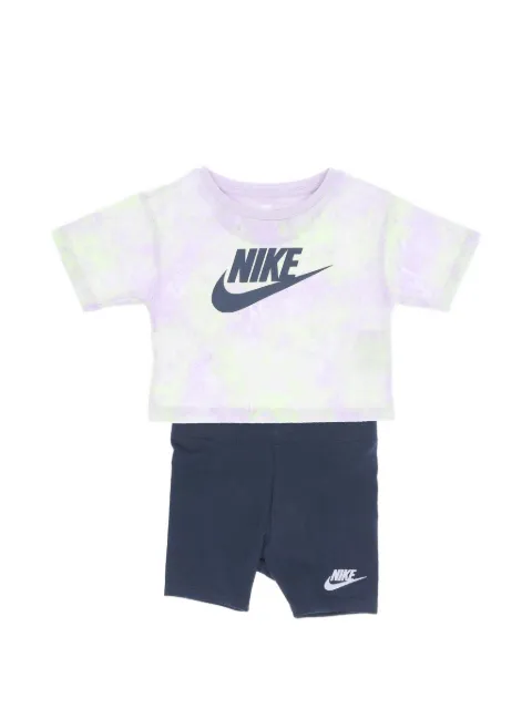 Nike Kids tie-dye logo-print shorts set