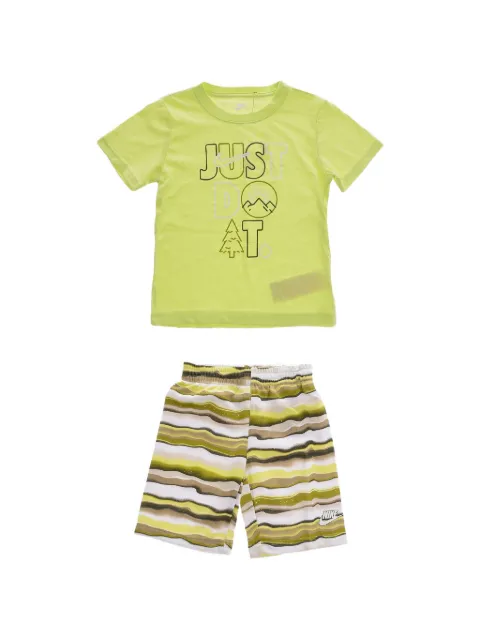 Nike Kids logo-print striped shorts set