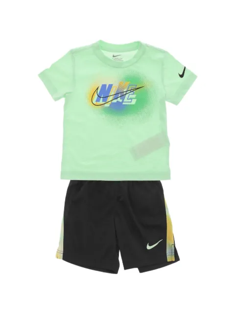 Nike Kids logo-print striped shorts set