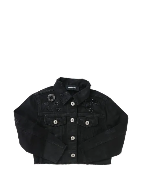 Diesel Kids sequin-embellished embroidered denim jacket
