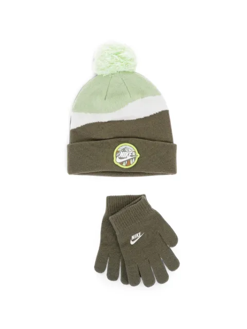 Nike Kids pom-pom beanie hat and gloves set