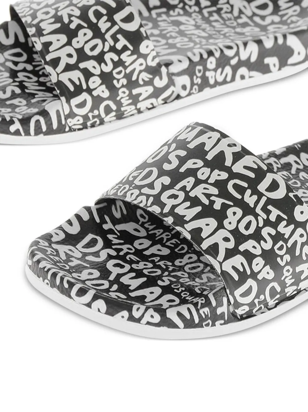 DSQUARED2 logo-print slides Zwart