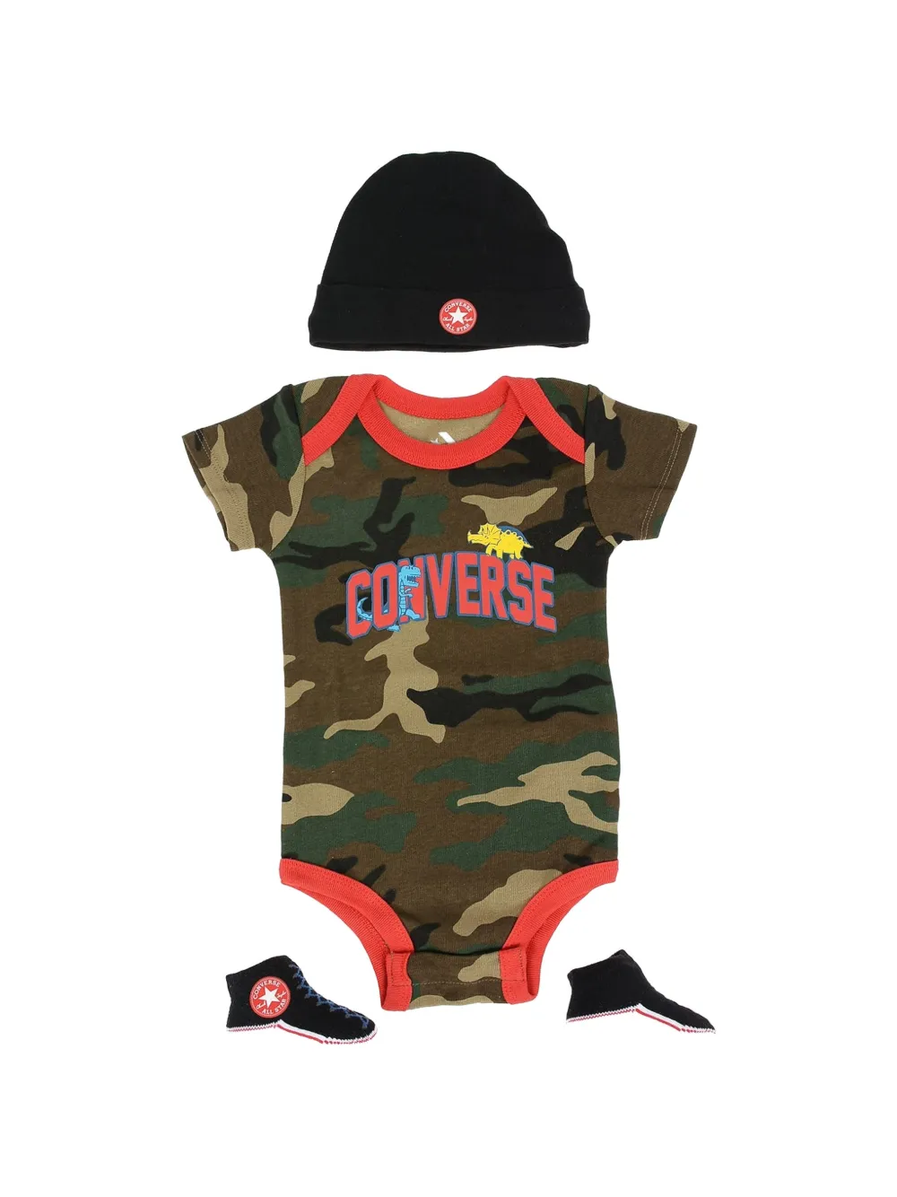 Converse Kids lot de trois bodys à patch logo et imprimé camouflage - Vert