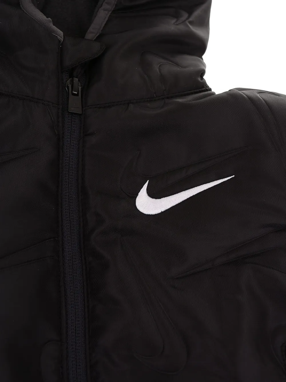 Nike Kids logo-embroidered puffer jacket Zwart