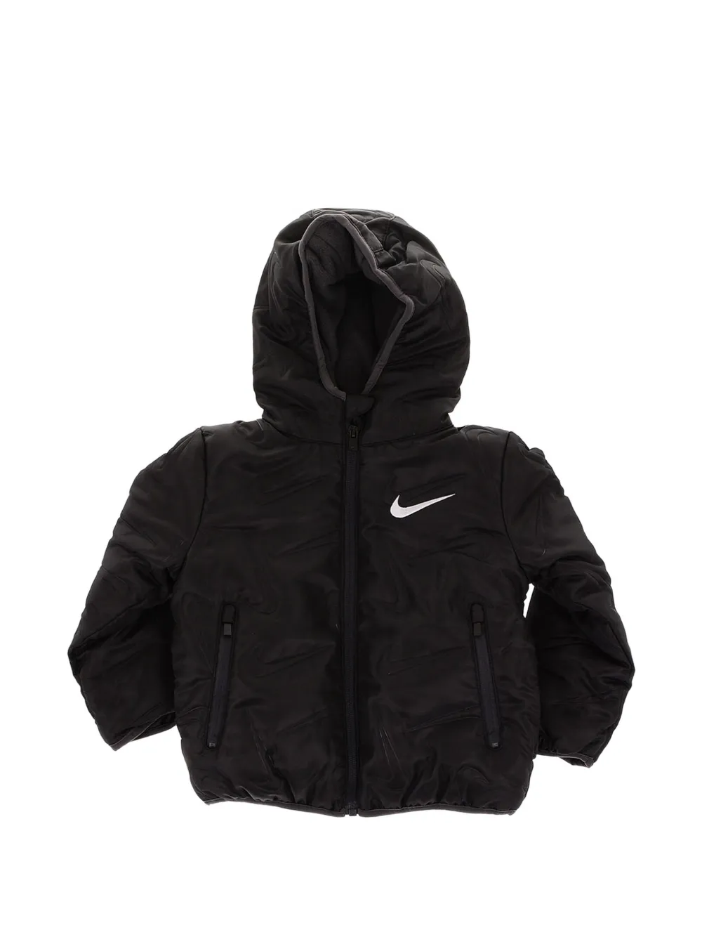 Nike Kids logo-embroidered puffer jacket Zwart