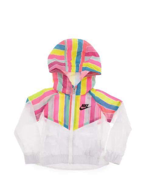 Nike Kids rainbow-stripe logo-printed lightweight jacket